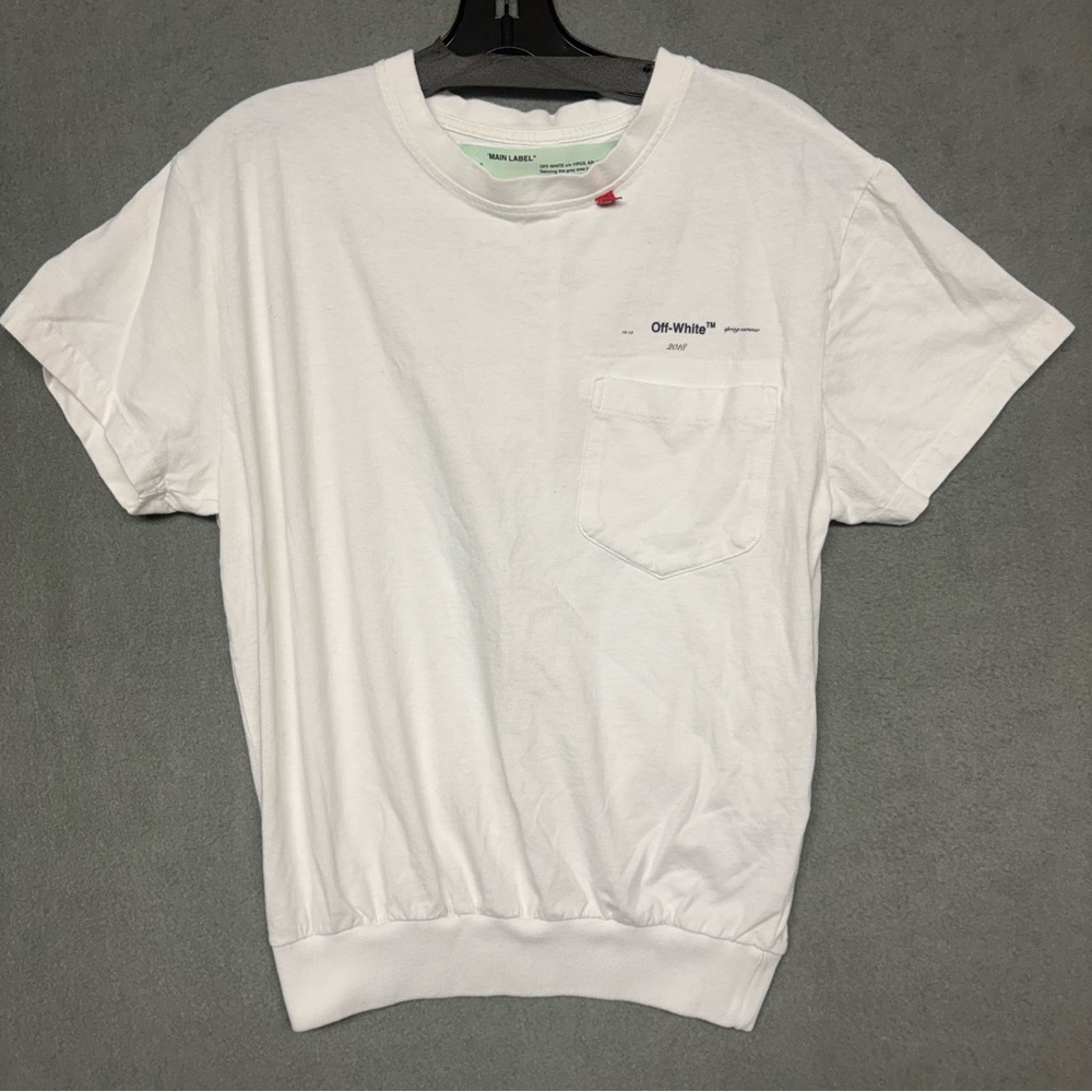 Off-White “Temperature” SS18 Printed Cotton T-Shirt White Size Small